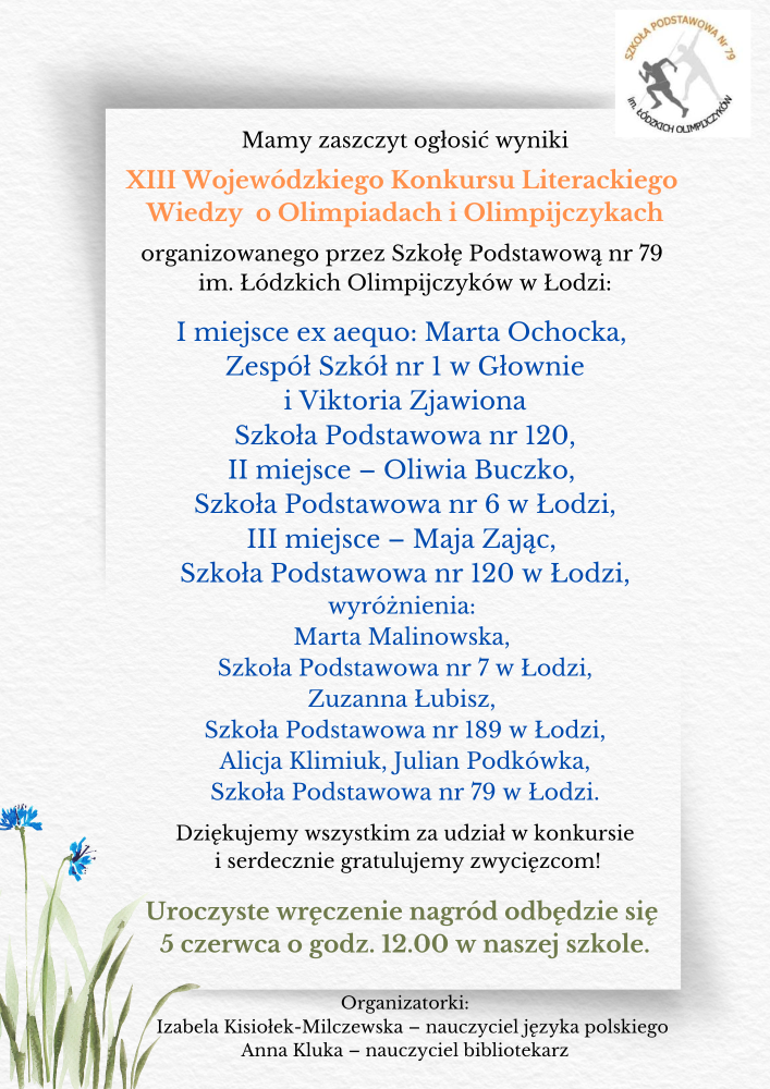 plakat z powyższymi wynikami