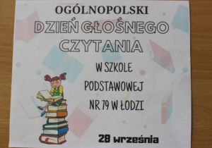 plakat-Ogólnopolski Dzień Głośnego Czytania w SP79