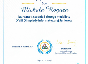 dyplom Michała Roguza