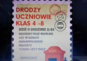 Informacja o udziale naszej szkoły w projekcie "Ludzie listy piszą"