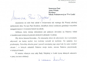 gratulacje od Przewodniczącego Rady Miejskiej w Łodzi