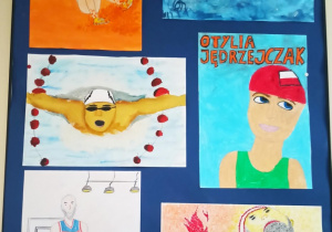 prace plastyczne uczniów przedstawiające olimpijczyków